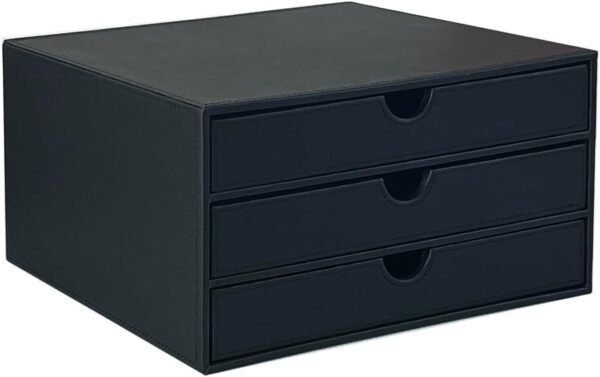 Document Organizer, 3-Drawer File Cabinet Document Storage Box, Office Desktop Filing Organizer, Black
