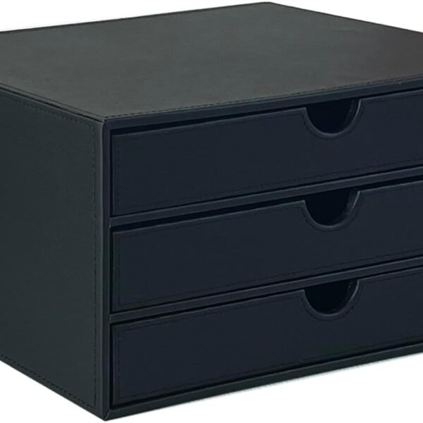 Document Organizer, 3-Drawer File Cabinet Document Storage Box, Office Desktop Filing Organizer, Black