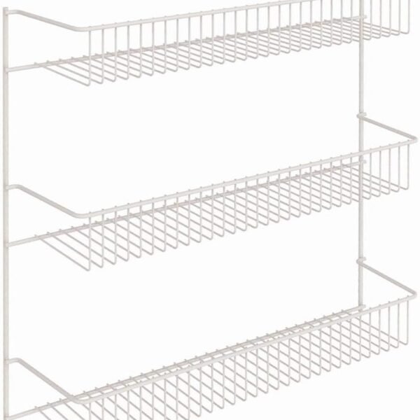 3-Tier Hanging Wall Mounted Metal Rack for Spices, Shelf Storage, Pantry Organization, Laundry, Kitchen, Bathroom, White, 8022 , 18-Inch Wide