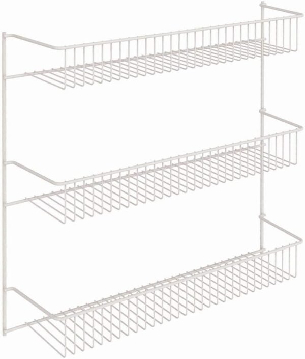 3-Tier Hanging Wall Mounted Metal Rack for Spices, Shelf Storage, Pantry Organization, Laundry, Kitchen, Bathroom, White, 8022 , 18-Inch Wide