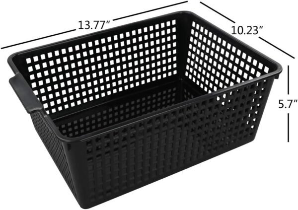 3-pack Plastic Storage Bins Basket For Organizing (Black)