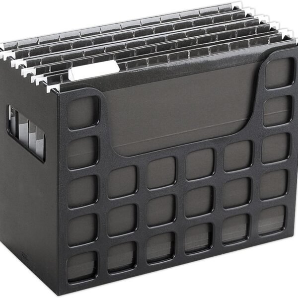 Portable Desktop File, Side Handles, Hanging File Folders, Tabs & Inserts, , 9-1/2 x 12-3/16 x 6 Inches, Black (23013)