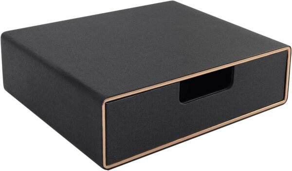 Stackable Organizer Drawer PU Leather Classic Handmade,Organize Home Office Desk Accessories and Sort Letter-Size Paper/a4 Document,Desk Caddy with Drawers Storage Box ,13.1x10x3.7inches,Black