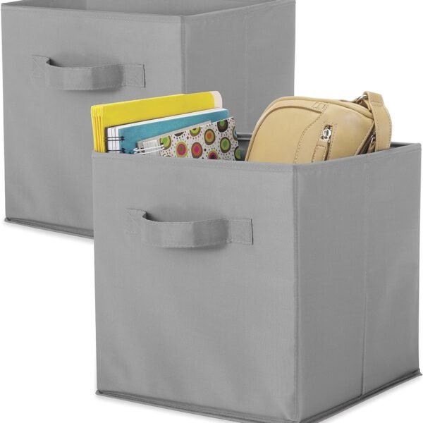 , Gray, Collapsible Cubes, 10" L x 10" W x 10" H, Set of 2