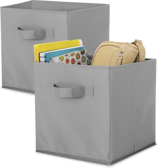 , Gray, Collapsible Cubes, 10" L x 10" W x 10" H, Set of 2