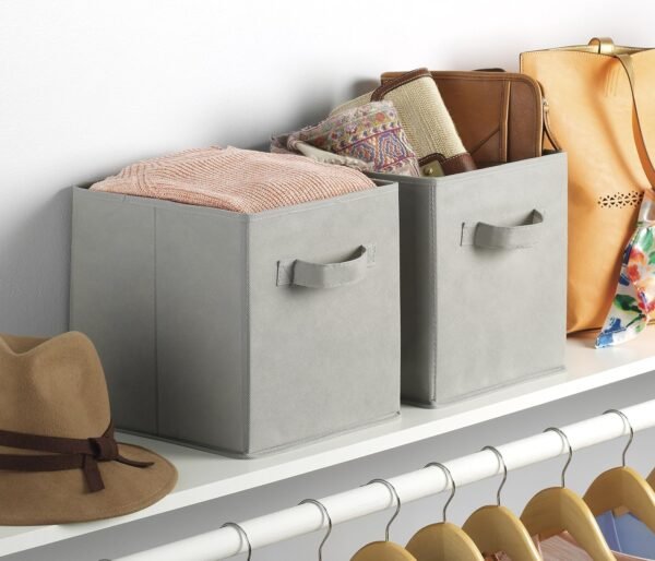 , Gray, Collapsible Cubes, 10" L x 10" W x 10" H, Set of 2